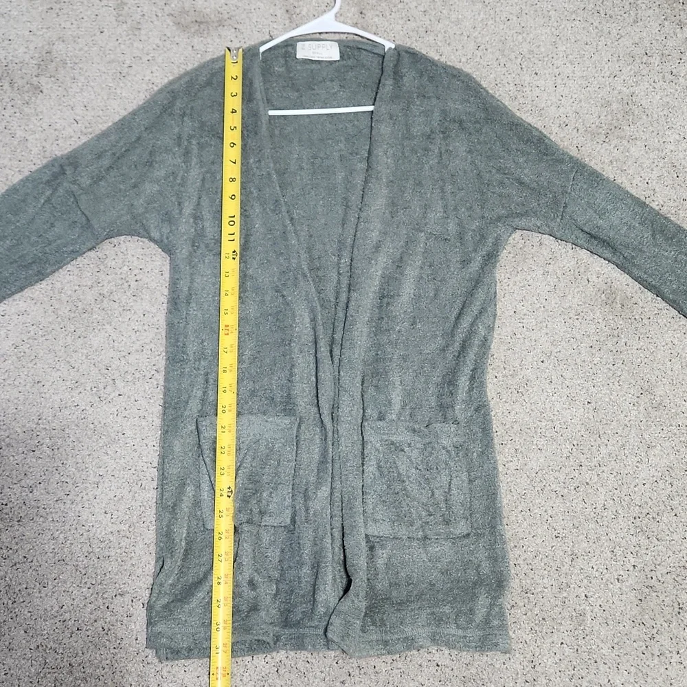 Z SUPPLY FEATHER KNIT CARDIGAN GREEN OPEN CARDIGAN POCKETS Size SMALL - Picture 9 of 9